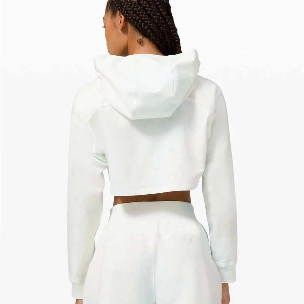 Lululemon Athletica All Yours White Cropped Sweatshirt hoodie sz 18